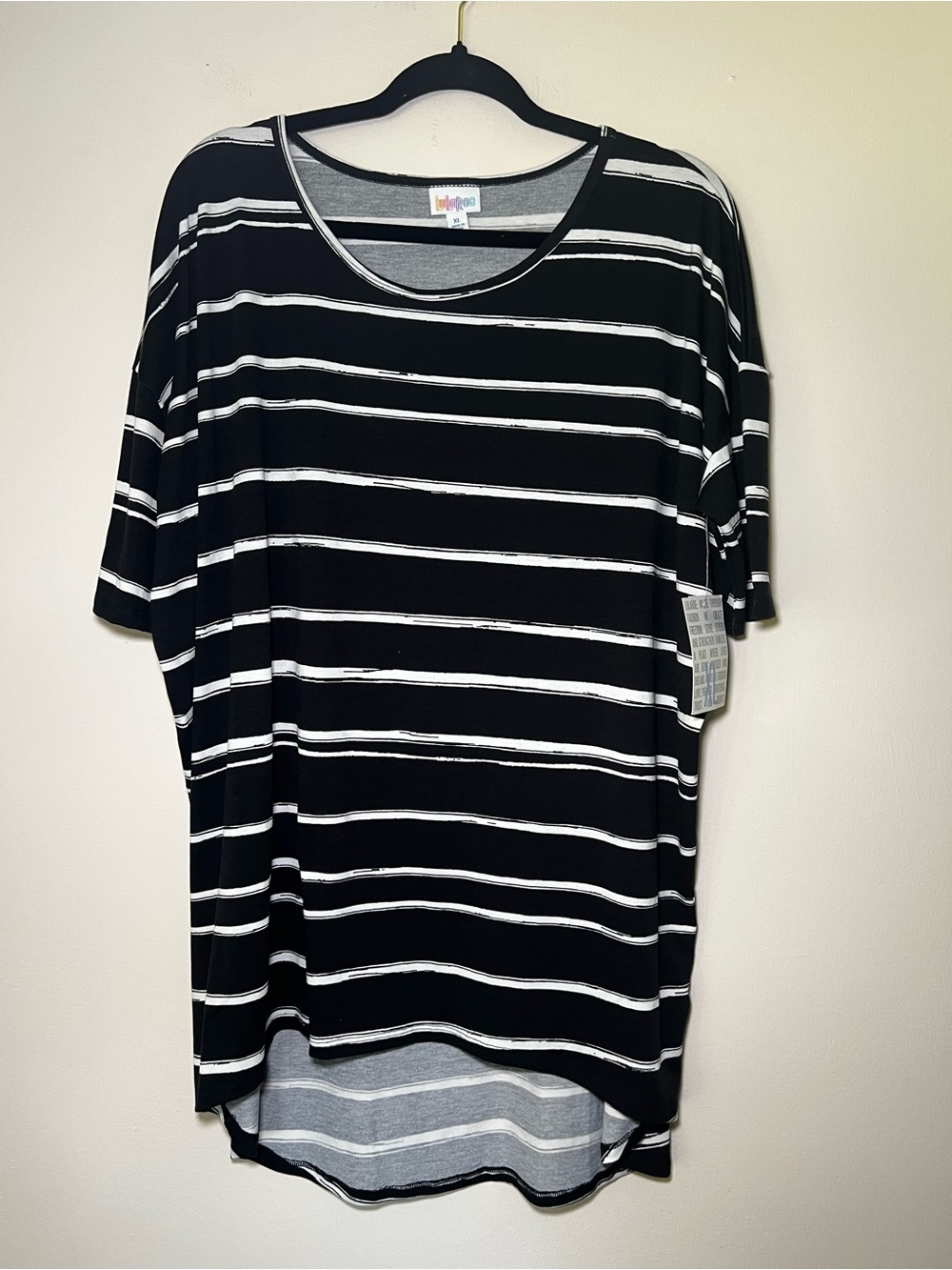 LuLaRoe Irma Black and White Striped Tee